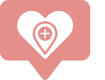 Heart icon with location symbol inside