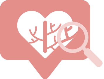 Heart icon with magnifying glass inside